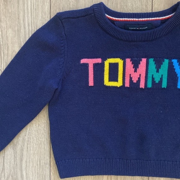 Tommy Hilfiger Girl's Navy Tommy Knit Sweater with Colorful Letters Size XXS 2-3 - Picture 2 of 8